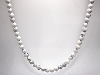 Auras by Osiris Howlite Necklace ⚪ | 10mm Calming Stone for Stress Relief & Mental Chatter (Custom Length)