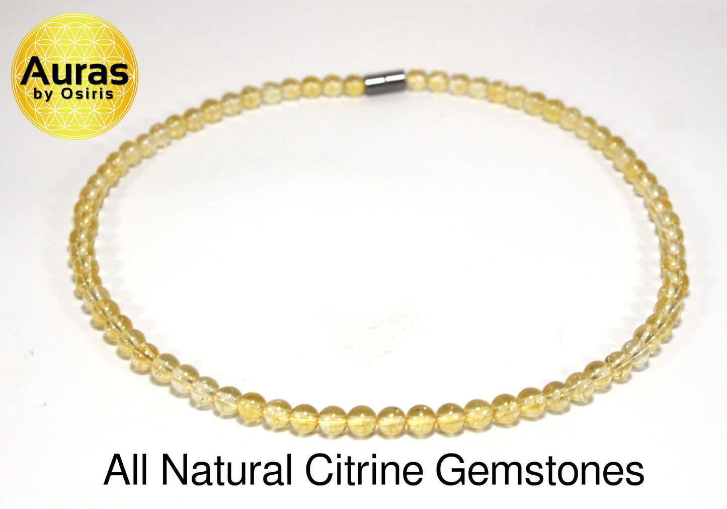 6mm Citrine Necklace Crystal Healing Necklace November Birthstone Scorpio Zodiac Self Confidence Gemstone Jewelry for Men/Women