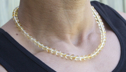 8mm Citrine Necklace Crystal Healing Necklace November Birthstone Scorpio Zodiac Self Confidence Gemstone Jewelry for Men/Women
