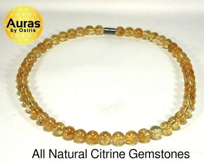 10mm Citrine Necklace – Genuine Crystal Healing Jewelry for Men & Women | November Birthstone & Scorpio Zodiac Gemstone Necklace
