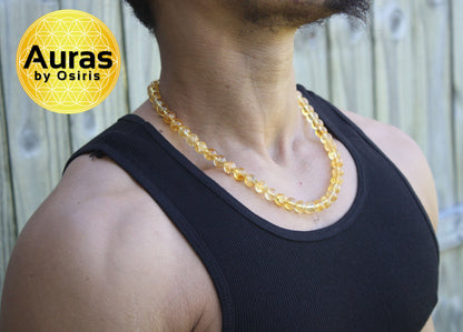 10mm Citrine Necklace – Genuine Crystal Healing Jewelry for Men & Women | November Birthstone & Scorpio Zodiac Gemstone Necklace