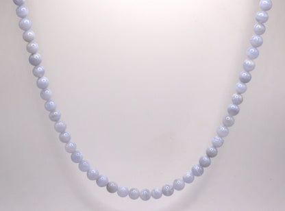 Genuine Blue Lace Agate Necklace – 8mm Mala Beads for Men & Women | Healing Crystal Jewelry for Calm, Clarity & Protection