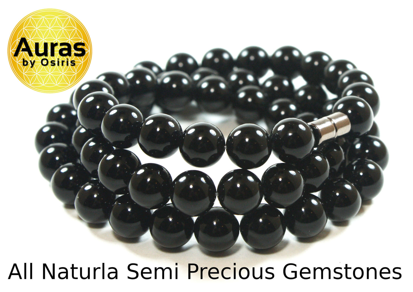 10mm Black Onyx Necklace - EMF Protection Jewelry - Empath Protection - Necklaces for Women/Men - Protection Stones with Magnetic clasp
