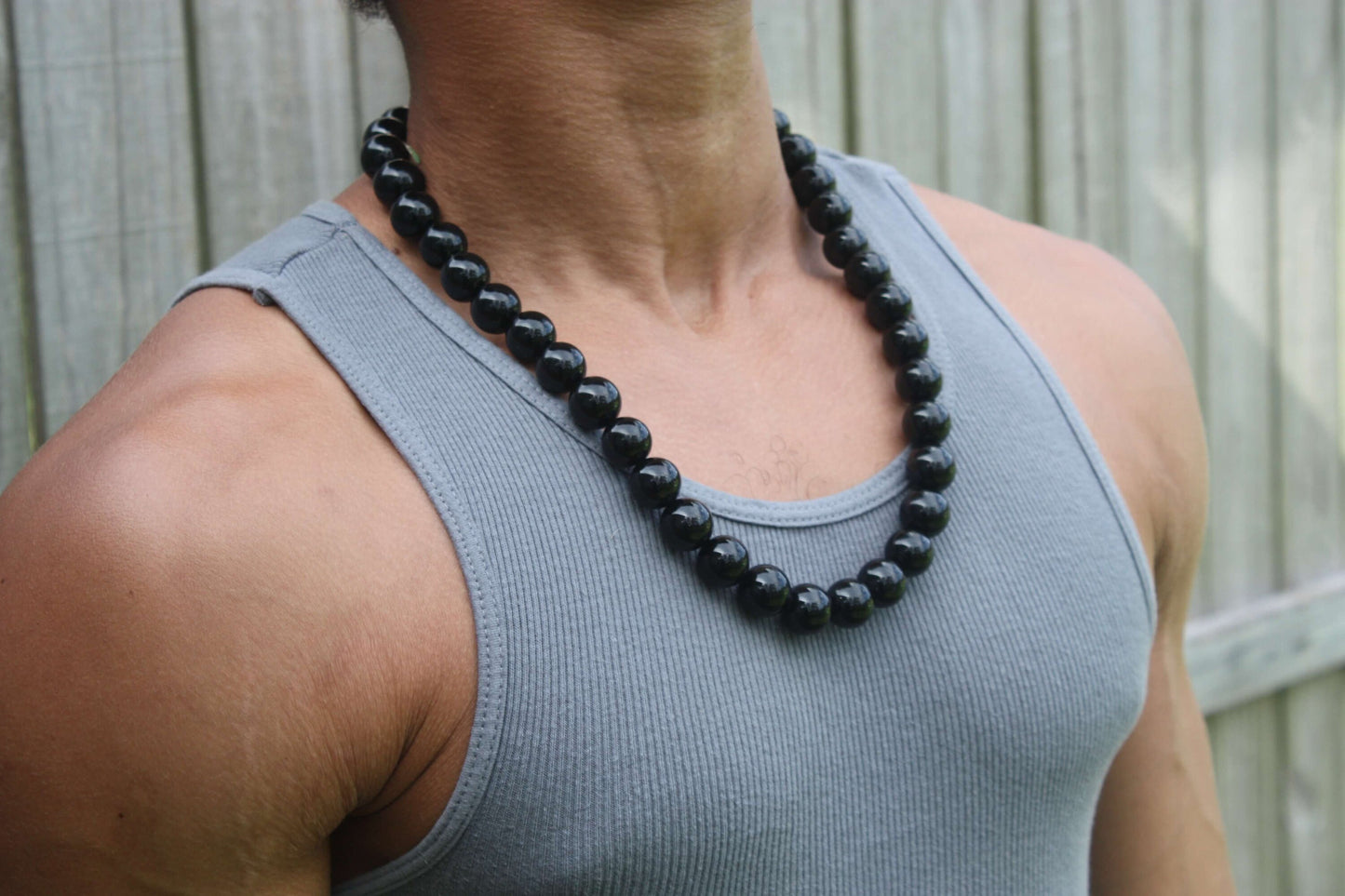 16mm Black Onyx Necklace - EMF Protection Jewelry - Empath Protection - Necklaces for Women/Men - Protection Stones with Magnetic clasp