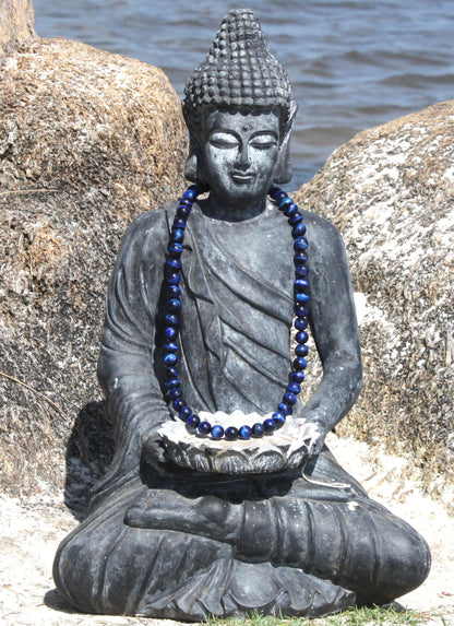Blue Tiger Eye Necklace – African Tribal Beaded Necklace for Men & Women | Hawk’s Eye Crystal Protection Jewelry