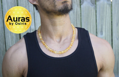10mm Citrine Necklace – Genuine Crystal Healing Jewelry for Men & Women | November Birthstone & Scorpio Zodiac Gemstone Necklace
