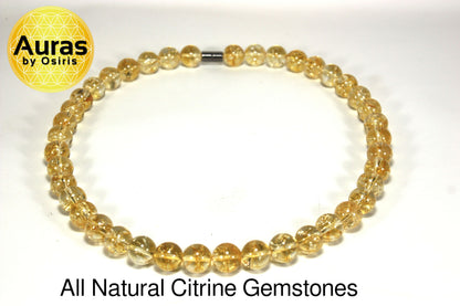 12mm Citrine Necklace | Crystal Healing Jewelry | November Birthstone | Scorpio Zodiac Confidence Necklace for Men & Women