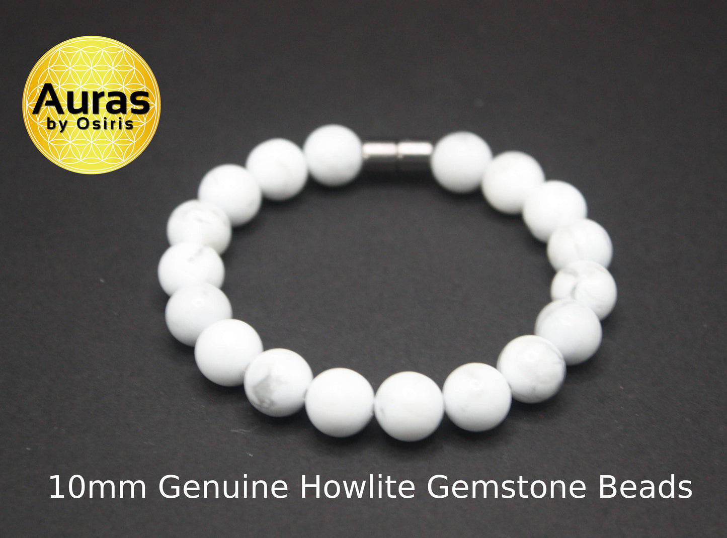 10mm Howlite Bracelet - Howlite Crystal Jewelry - Necklaces for Women/Men - Beaded Howlite Stone Bracelet - Serenity & Peace