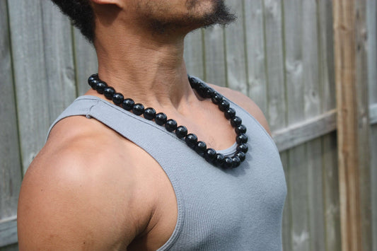 16mm Black Onyx Necklace - EMF Protection Jewelry - Empath Protection - Necklaces for Women/Men - Protection Stones with Magnetic clasp