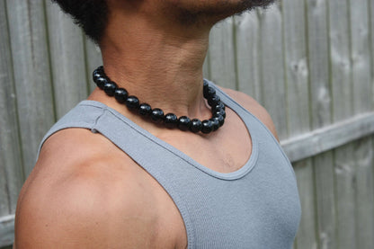 16mm Black Onyx Necklace – Protection Jewelry with Magnetic Clasp | EMF & Empath Protection Necklace for Men & Women