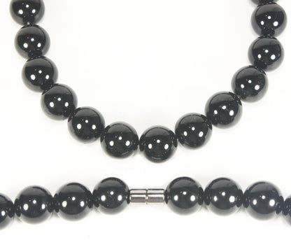 16mm Black Onyx Necklace – Protection Jewelry with Magnetic Clasp | EMF & Empath Protection Necklace for Men & Women