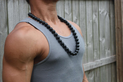 16mm Black Onyx Necklace – Protection Jewelry with Magnetic Clasp | EMF & Empath Protection Necklace for Men & Women