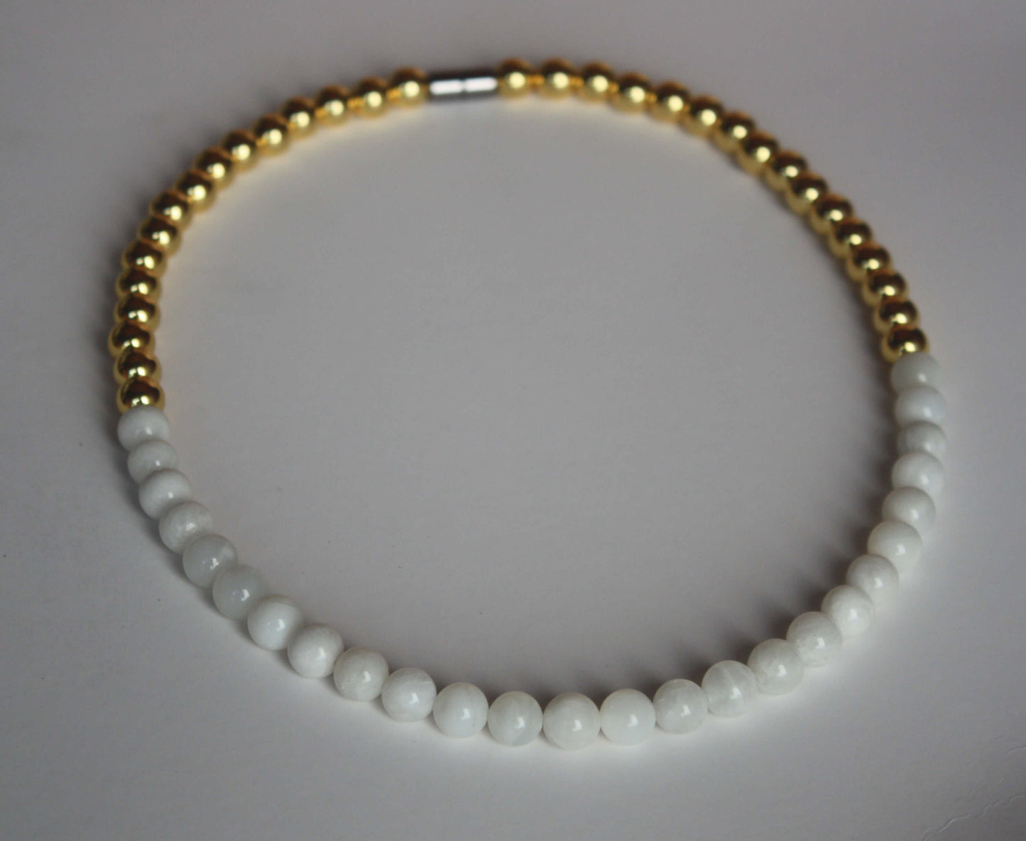 Moonstone and Stainless Steel Gold Necklace