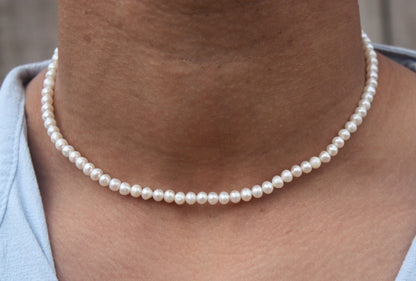 Freshwater Pearl Necklace – 6mm Natural Pearls with Magnetic Clasp | Elegant Jewelry Gift for Men & Women