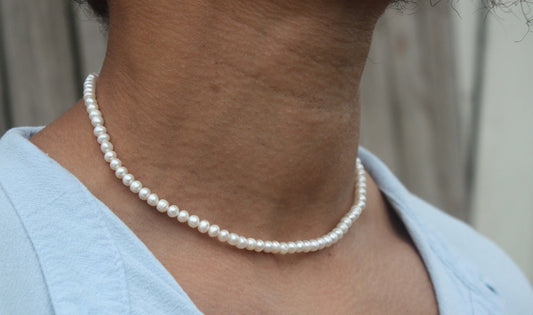 Freshwater Pearl Necklace – 6mm Natural Pearls with Magnetic Clasp | Elegant Jewelry Gift for Men & Women