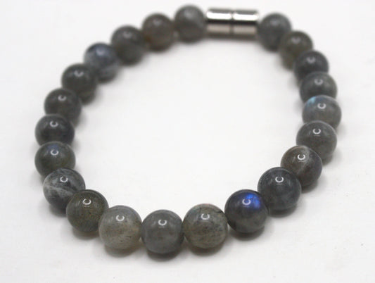 Labradorite Bracelet - Crystal Jewelry - 8mm Protection Stones - Magnetic Clasps