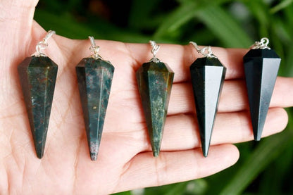 Bloodstone Faceted Hexagon Pendulum, Crystal Pendulum