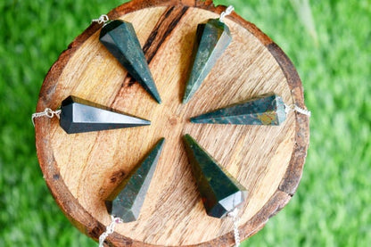 Bloodstone Faceted Hexagon Pendulum, Crystal Pendulum