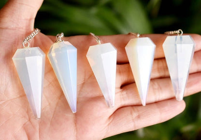 Opal Faceted Hexagon Pendulum, Crystal Pendulum