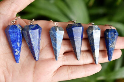 Lapis Lazuli Faceted Hexagon Pendulum, Crystal Pendulum