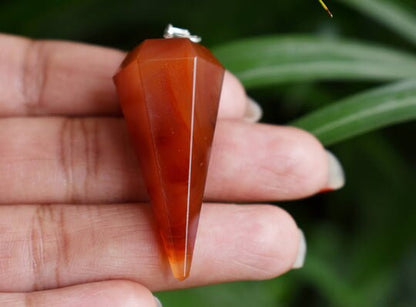 Carnelian Faceted Hexagon Pendulum, Crystal Pendulum