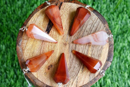 Carnelian Faceted Hexagon Pendulum, Crystal Pendulum