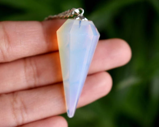 Opal Faceted Hexagon Pendulum, Crystal Pendulum