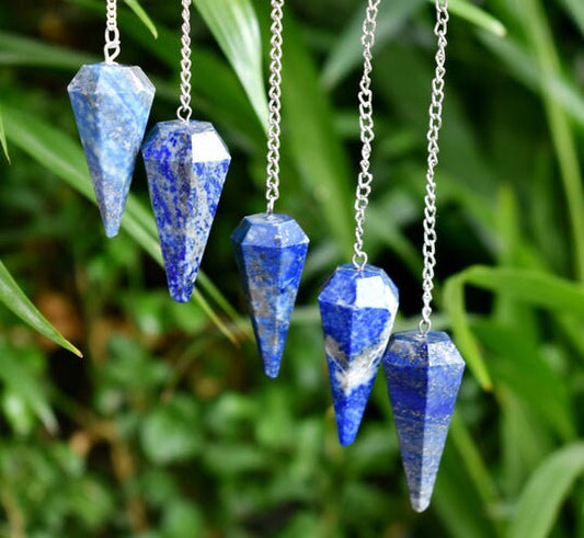 Lapis Lazuli Faceted Hexagon Pendulum, Crystal Pendulum