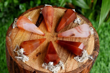 Carnelian Faceted Hexagon Pendulum, Crystal Pendulum