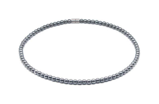 6mm Hematite Necklace - Protection Jewelry - Grounding Stones - Necklaces for Women/Men - Healing Crystals Neckless with Magnetic clasp