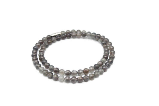 Black moonstone necklace with genuine dark gemstone beads