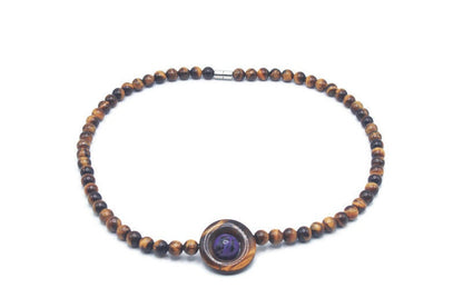 Tiger Eye and Charoite Necklace