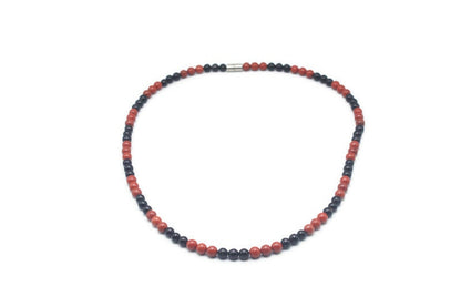Onyx & Red Jasper Necklace – 6mm Beaded Gemstone Jewelry for Strength, Courage & Protection
