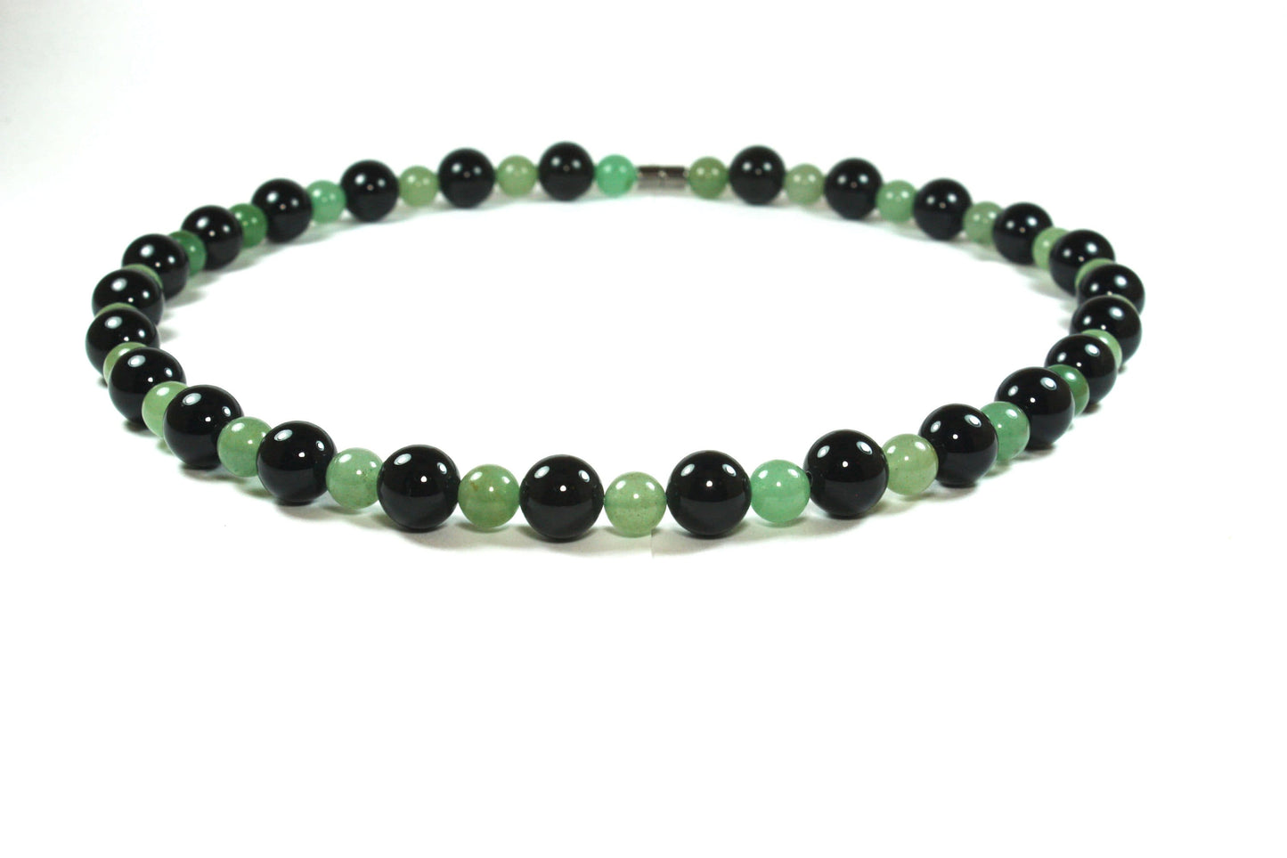 African Necklace Green Aventurine & Black Onyx Necklace Crystal Beaded Necklace for Men/Women