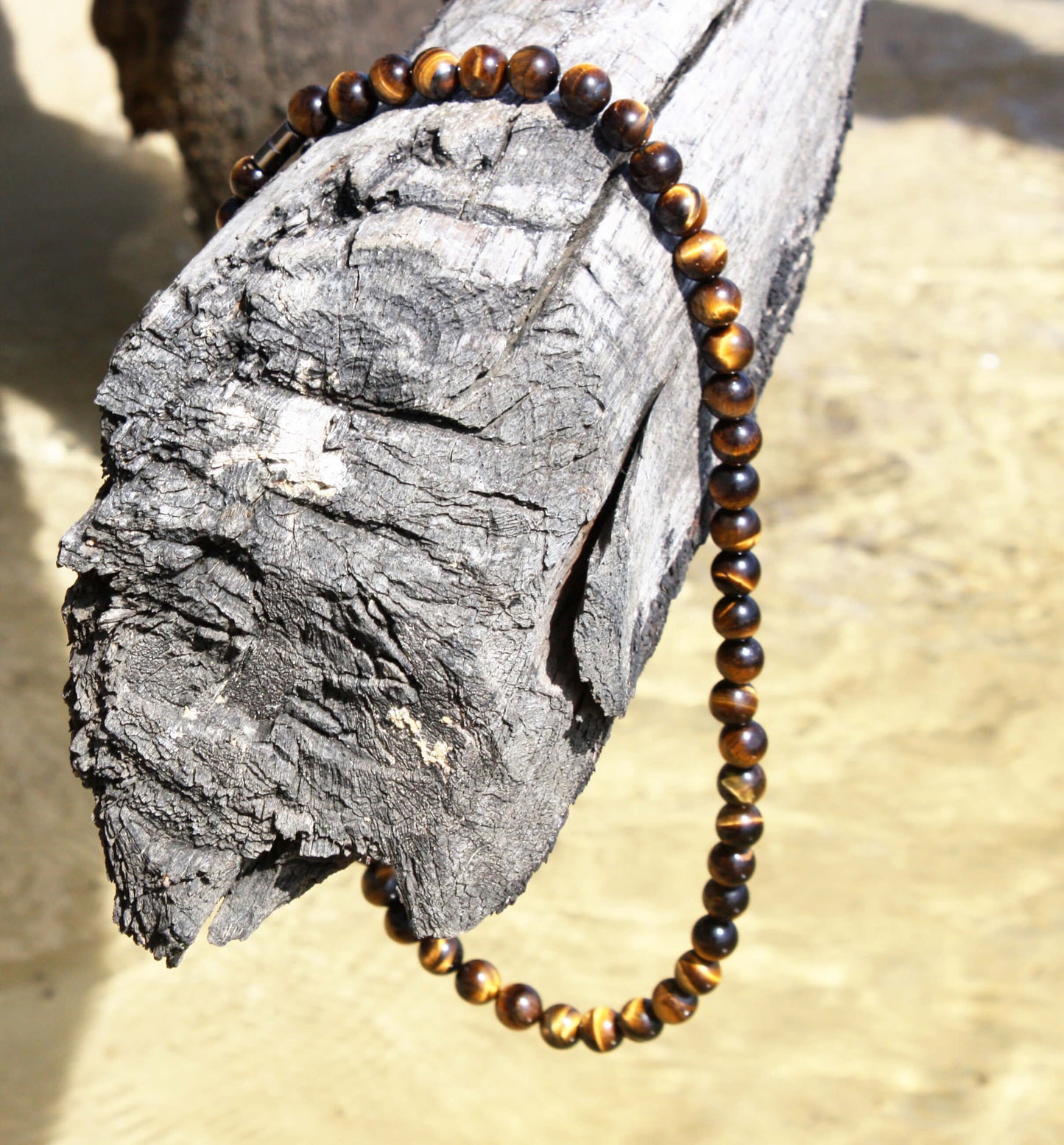10mmTiger Eye Necklace - Mens Necklace - Beaded Necklace - Tribal Necklace - Good Luck - Confidence Gemstone Jewelry for Men/Women