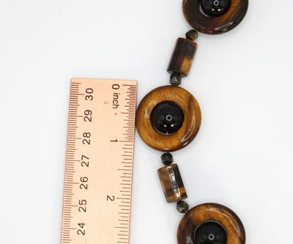 Tribal High Priest/Priestess Necklace for Men Women Tiger Eye Black Onyx Obsidian Unique Gemstone Jewelry Gifts