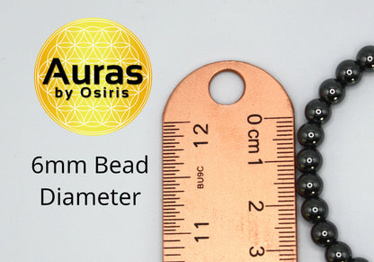 Auras by Osiris Hematite Bracelet (6/8/10/12mm) 🛡️✨ | Grounding & Protection Stone Jewelry w/ Magnetic Clasp | Emotional Balance (Unisex)