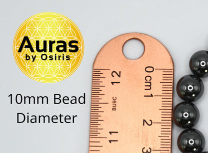 Auras by Osiris Hematite Bracelet (6/8/10/12mm) 🛡️✨ | Grounding & Protection Stone Jewelry w/ Magnetic Clasp | Emotional Balance (Unisex)