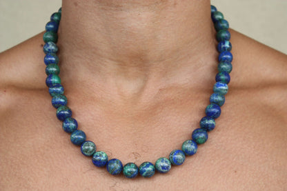 Auras by Osiris Azurite Chrysocolla Necklace 💙 | 8mm/12mm Heart Chakra Healing & Self Love Jewelry