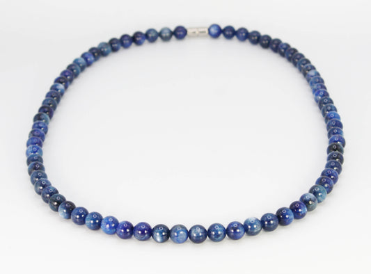 8mm Blue Kyanite Necklace for Men/Women Beaded Gemstone Neckless for Communication & Self Expression Aries/Tauras/Libra Jewelry