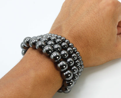 Auras by Osiris Hematite Bracelet (6/8/10/12mm) 🛡️✨ | Grounding & Protection Stone Jewelry w/ Magnetic Clasp | Emotional Balance (Unisex)
