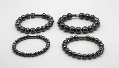 Auras by Osiris Hematite Bracelet (6/8/10/12mm) 🛡️✨ | Grounding & Protection Stone Jewelry w/ Magnetic Clasp | Emotional Balance (Unisex)
