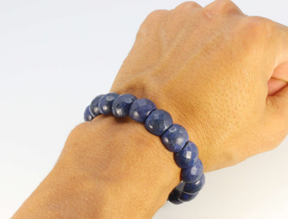 Auras by Osiris Faceted Lapis Lazuli Bracelet 👑💙 | Third Eye Awakening, Wisdom & Insight Jewelry | Elastic & Double Reinforced (6.5-7.5 Inch)