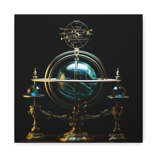 Mystical Globe Planetary Clock Wall Art Canvas Spiritual Decor