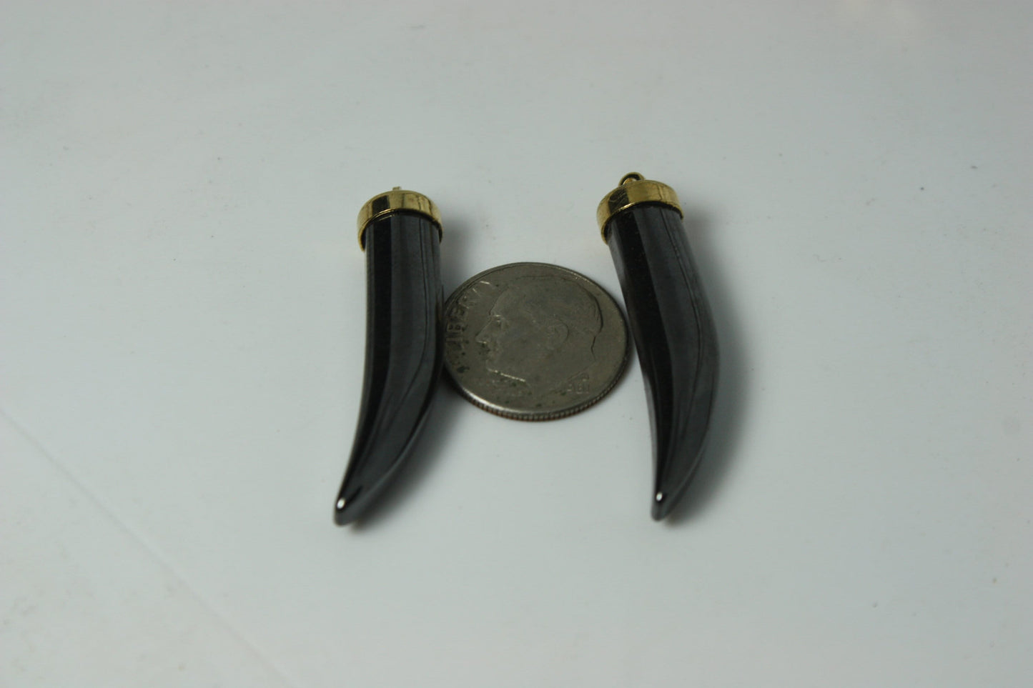 Hematite Tiger Tooth Pendant 1 pcs Pendant only (No String)