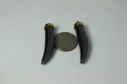 Hematite Tiger Tooth Pendant 1 pcs Pendant only (No String)