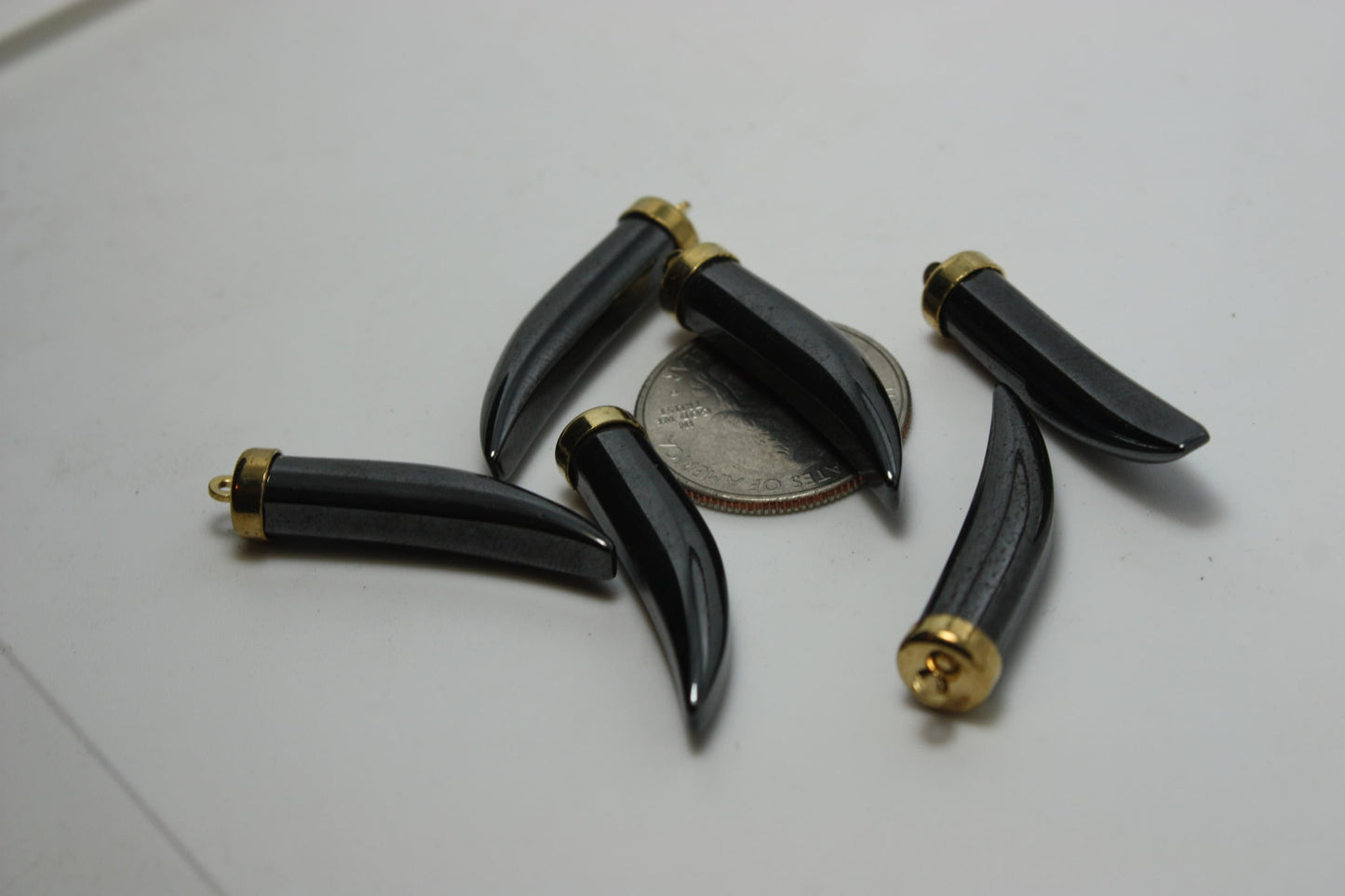 Hematite Tiger Tooth Pendant 1 pcs Pendant only (No String)