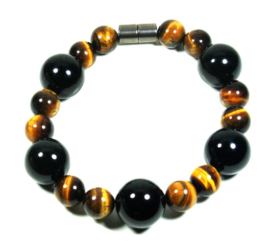 black onyx bracelet, Tigers eye bracelet, magnetic clasp bracelet