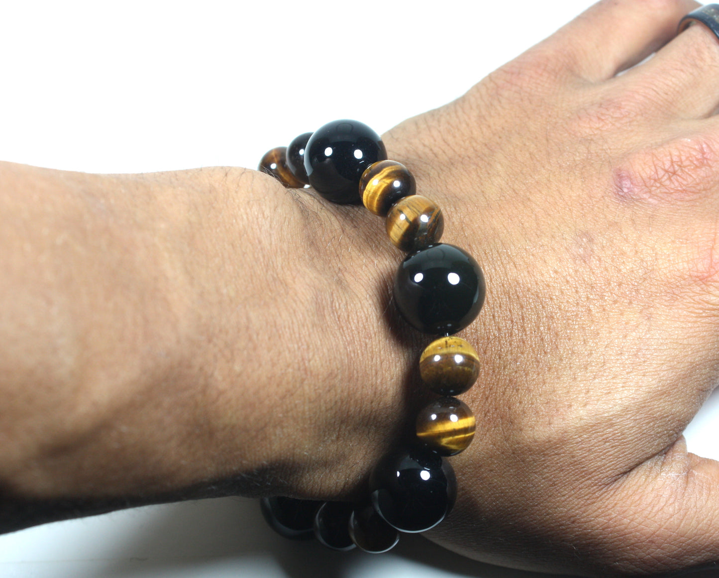 black onyx bracelet, Tigers eye bracelet, magnetic clasp bracelet