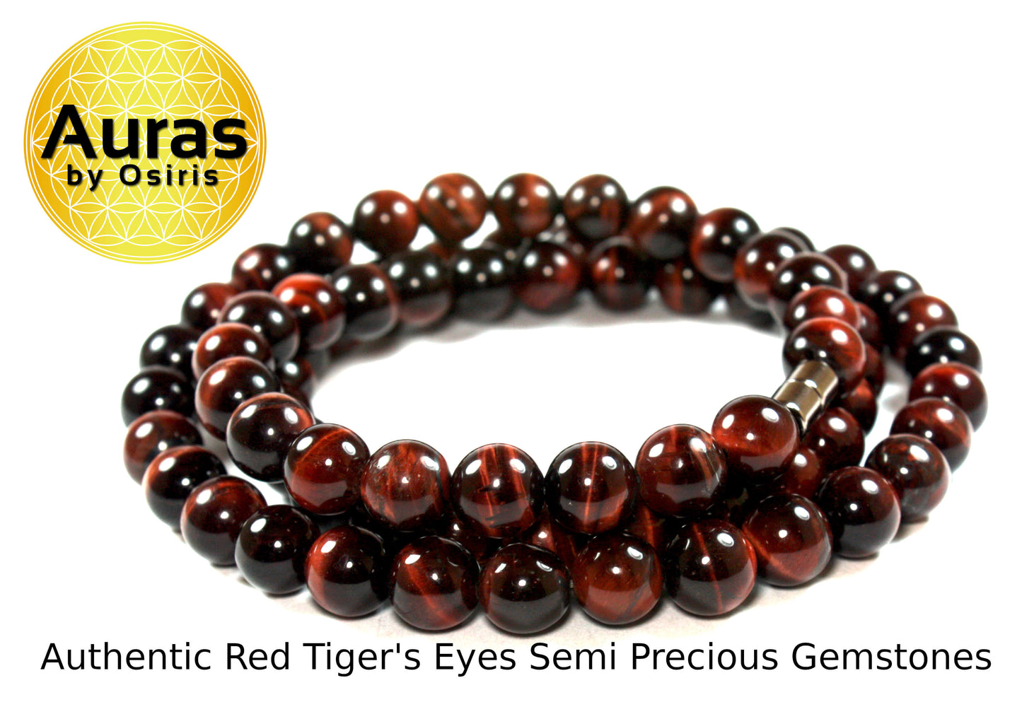 24 inch Red Tiger Eye Necklace 10mm